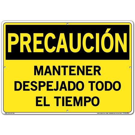 Vestil Aluminum Sign, 14-1/2" Height, 20-1/2" Width, Aluminum, Rectangle, Spanish SI-C-34-E-AL-080-S